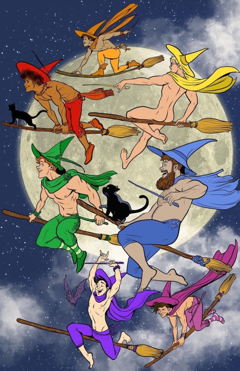 johnthestitcher:A rainbow coven of witch boys - composite art