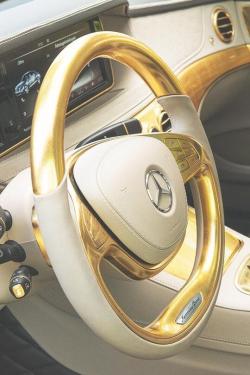 A gilded interior of a Mercedes-Benz S-Class