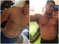 xtonyboy:  Before and after. The picture on the left I was weighing