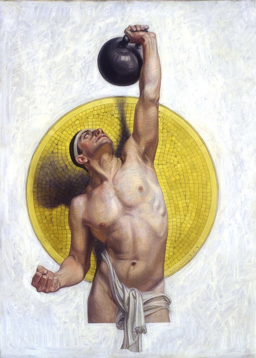 hadrian6:Athlete Before a Mosaic. 1910. Frank Xavier Leyendecker.