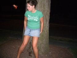 Drunk Irish girl pees on the tree