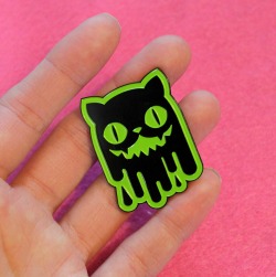 loveandasandwich: My Slime cat enamel pins just arrived!I doodle