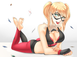 best-hentai-ever:Harley Quinn, in twintails and “the pose”.
