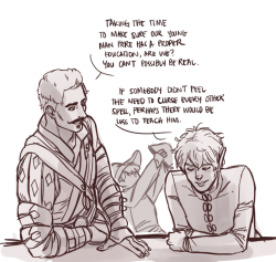 siriusdraws:  one floor down, solas is making retching noises