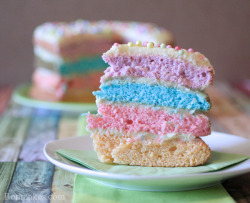 gastrogirl:  soft rainbow tier cake. 