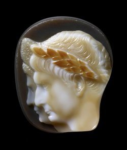 via-appia:  Sardonyx cameo engraved with the portrait-heads of