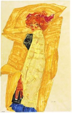 colin-vian:    Egon Schiele - Gerti Schiele against ocher colored