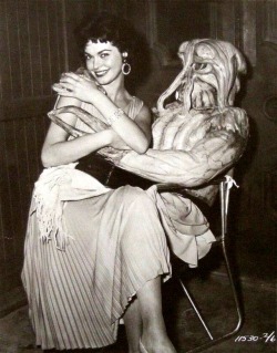 Gloria Talbott on the set of I Married a Monster from Outer Space,