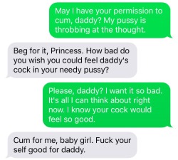 shewhomustnotbememed:  Daddy loves it when I ask for permission