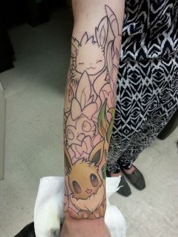 superrods-masterballs:  Eeveeloution half sleeve progress! Follow