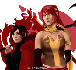 plastic-pipes:   Team RWBY +Pyrrha practice portraits I did