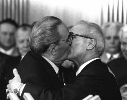 The Socialist Fraternal Kiss between Leonid Brezhnev and Erich