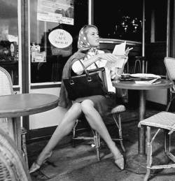 wehadfacesthen:Jane Fonda at the Café de Flore, Paris, 1961