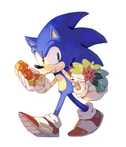 bluekomadori:  Was asked to draw Sonic and Shaymin together.