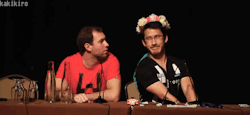 kakikiro:   Random favorite Markiplier moments of 2014 ft. Wade →  Flower crown ring toss?? during Mark’s first panel! I probably could’ve watched them do this for 10 minutes and not be bored, to be quite honest…