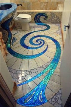 sixpenceee:A beautiful bathroom floor. (Source)