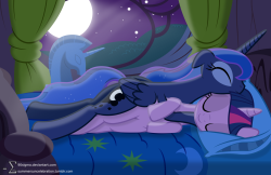 Princess Luna and Twilight Sparkle Cuddling (6) by 90Sigma Moonblanket!