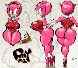 brendancorrism:  Sorry, haven’t posted anything here in mad long. Here’s a few pics I did of Amy from Sonic a year or two ago. The one on the far left is actually from longer ago than that, though, it was just never colored until then. I was originally