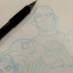 Working through pencils on a new commission during lunch! #Cyborg