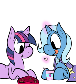 ask-twilight-and-trixie:  Happy Hearts and Hooves Day!  So cute