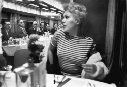 wehadfacesthen:  Kim Novak in the dining car of the Super Chief