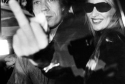 pinkfled:  Mick Jagger and Jerry Hall photographed by Ron Galella