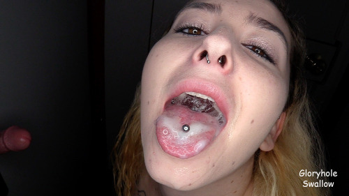 Cum Slut is used as a cum dumpster during her visit to the Gloryhole.Â  She was thoroughly used and let strangers pump loads into both ends.http://GloryholeSwallow.com