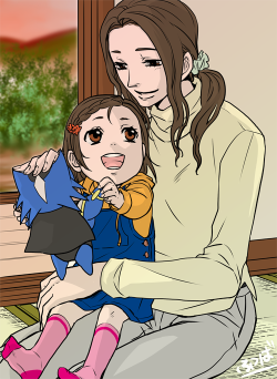 lirillith:  “Kaburagi parent and child in the evening” by