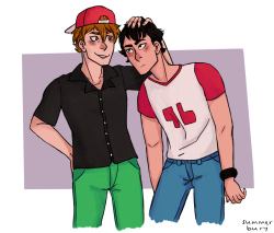 summerbury:  blue: steals red’s hat red: is both 100% smitten