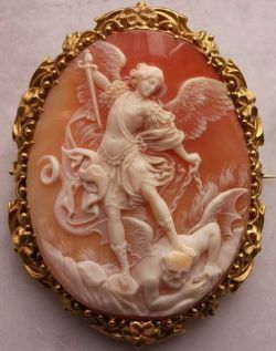 freystupid:  Victorian Cameo   St. Michael  the Archangel Slaying