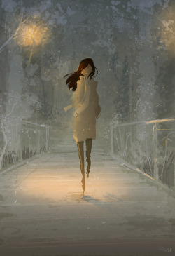 pascalcampion:  Something about walking through a misty park…#pascalcampionart