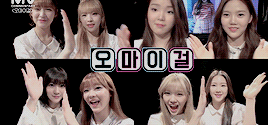 twices:  send me your favorite girl group and I will make you a gifset:   â€œOh My Girl is a â€œpuzzleâ€. In order for a puzzle to be complete it requires all of the individual pieces. Similarly the members of Oh My Girl have unique charming points that