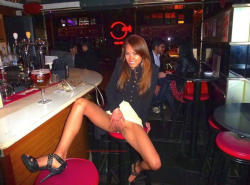 homemadeasianbabes:  Asian girl flashes pussy in a bar …