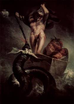 peril:  Thor battering the Midgard Serpent (1788) | artwork by