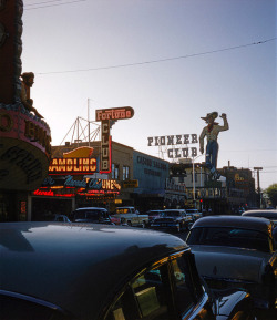 vintagelasvegas: Most of the lights off on Fremont Street c.