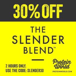 Yeah! 😍2 hours only! 30% off The Slender Blend @proteinworld