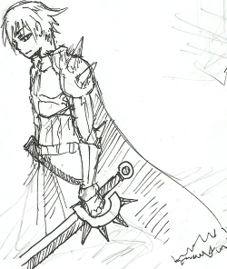 xerose:   crudely drawn seyren with his robust sword(?) not quite