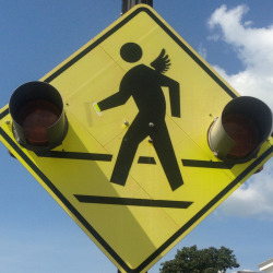So this is the crosswalk sign at my university. Angel crossing?