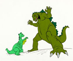 gameraboy:  Godzilla and Godzooky. Animation cel from The Godzilla