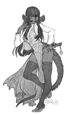 amberharrisart:Au Ra full body sketch commission for   skar-ffxiv