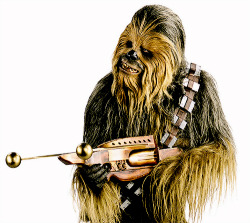 :  Chewbacca with his bowcaster. 