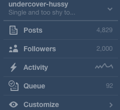 undercover-hussy:  It’s happened! 2000 of you guys :) That’s