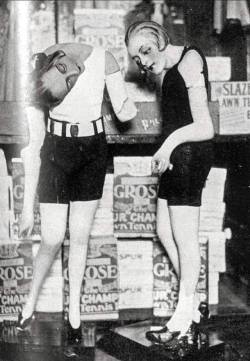 Two wax department store mannequins melt during a heat wave in