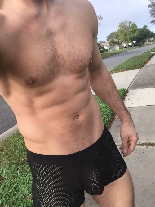 exposedhotguys:  New Black Mesh Underwear. Type where I should wear them when you REBLOG!To see more of me CLICK HERE!!!!