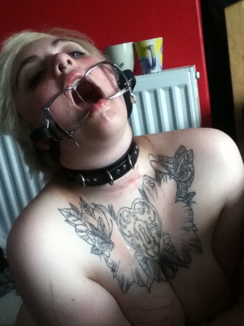 goddamnfetish:  slut being a good little girl and drooling all over with the new gag   