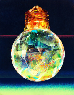 nashie-sakuhin:  『かさねの風景』 手元に 役目を果たした電球がある。