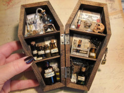 undertakertalbot:  Mad scientist laboratory in a miniature coffin. 