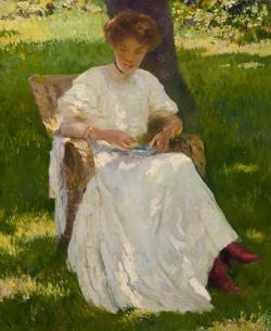 huariqueje:  Lola in the Orchard,   -  Francis Luis Mora  ca.