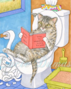 thecatart:  Art print 8x10 from funny painting Cat 535 by Lucie