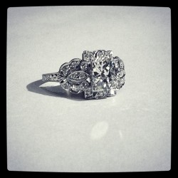 antiquejewelrynyc:  Antique vintage Art Deco diamond engagement